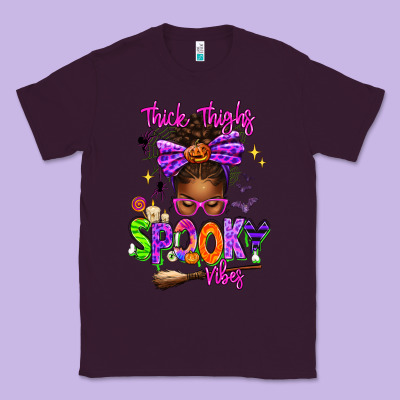 Thick Thighs Spooky Vibes Classic Tee Designed By Texasbilliewilder