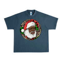Midnight Navy Afro Santa Christmas Urban Heavy Tee - RanaPortraitStore