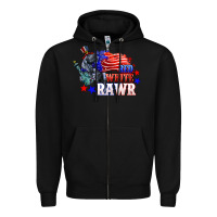 Black Red white rawr 4th of july Zipper Hoodie - CowGirlArtShop