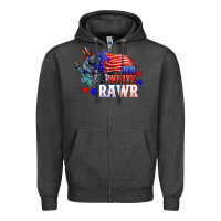 Charcoal Heather Red white rawr 4th of july Zipper Hoodie - CowGirlArtShop