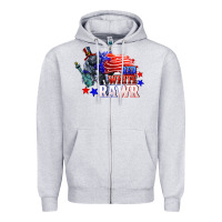 Heather Grey Red white rawr 4th of july Zipper Hoodie - CowGirlArtShop