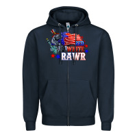 Navy Red white rawr 4th of july Zipper Hoodie - CowGirlArtShop