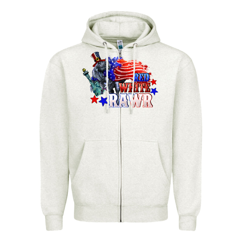 Red White Rawr 4th Of July Zipper Hoodie by CowGirlArtShop | Teevron