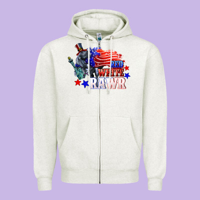 Red White Rawr 4th Of July Zipper Hoodie Designed By Cowgirlartshop