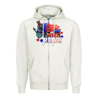 Oatmeal Heather Red white rawr 4th of july Zipper Hoodie - CowGirlArtShop