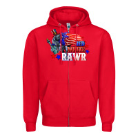Red Red white rawr 4th of july Zipper Hoodie - CowGirlArtShop