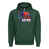 Sports Green Red white rawr 4th of july Zipper Hoodie - CowGirlArtShop
