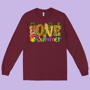 Love Summer With Pineapple Long Sleeve Tee Designed By Texasbilliewilder