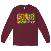 Burgundy love summer with pineapple Long Sleeve Tee - texasbilliewilder