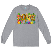 Heather Grey love summer with pineapple Long Sleeve Tee - texasbilliewilder