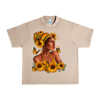 French Oak Afro American woman sunflowers Urban Heavy Tee - RanaPortraitStore