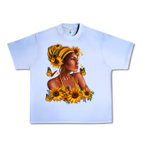 Grape Ice Afro American woman sunflowers Urban Heavy Tee - RanaPortraitStore