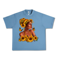 Pebble Blue Afro American woman sunflowers Urban Heavy Tee - RanaPortraitStore