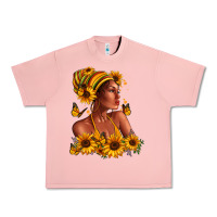 Salmon Afro American woman sunflowers Urban Heavy Tee - RanaPortraitStore