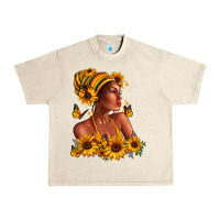 Sandshell Afro American woman sunflowers Urban Heavy Tee - RanaPortraitStore