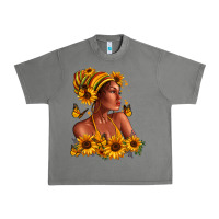 Tornado Afro American woman sunflowers Urban Heavy Tee - RanaPortraitStore