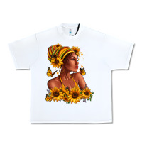 White Afro American woman sunflowers Urban Heavy Tee - RanaPortraitStore