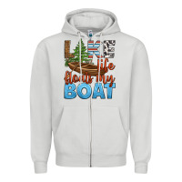 Dove Grey lake life floats my boat Zipper Hoodie - HRA Design Shop