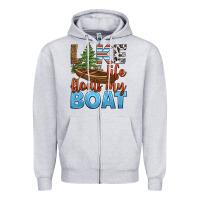 Heather Grey lake life floats my boat Zipper Hoodie - HRA Design Shop