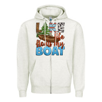 Oatmeal Heather lake life floats my boat Zipper Hoodie - HRA Design Shop