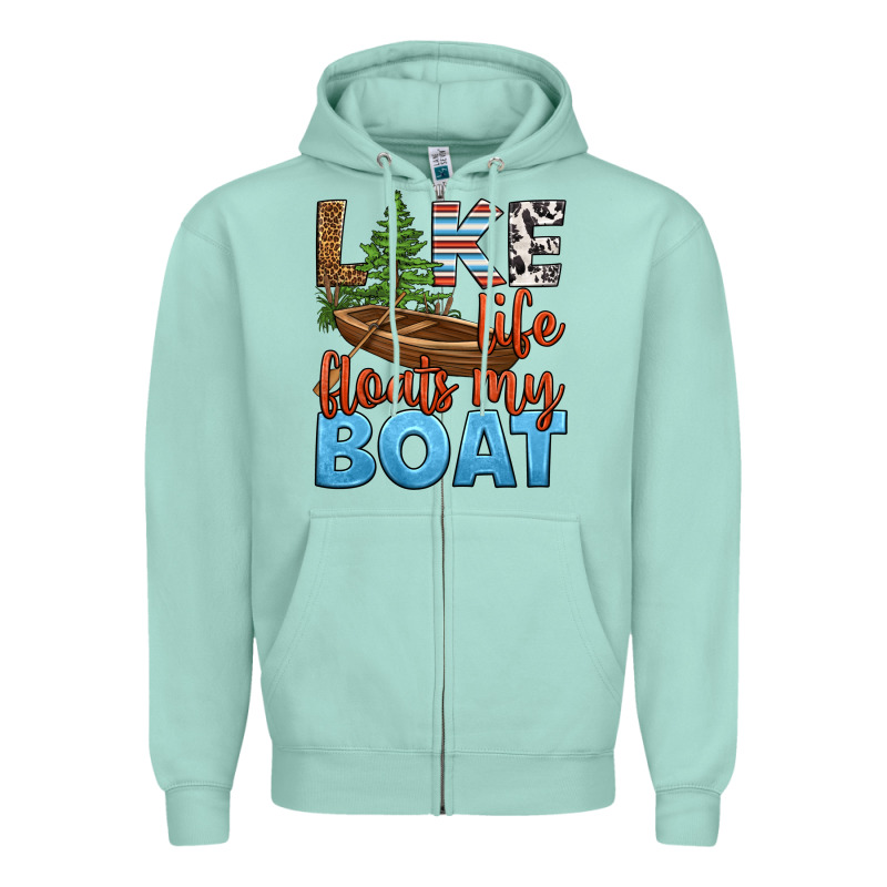 Lake Life Floats My Boat Zipper Hoodie by HRA Design Shop | Teevron