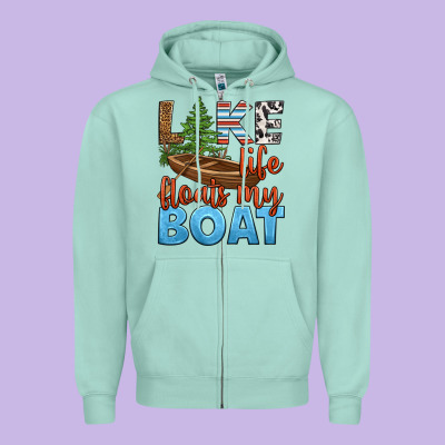 Lake Life Floats My Boat Zipper Hoodie Designed By Hra Design Shop