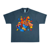 Midnight Navy Autism afro girl sneakers Urban Heavy Tee - RanaPortraitStore