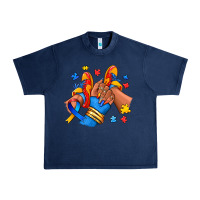 Navy Autism afro girl sneakers Urban Heavy Tee - RanaPortraitStore