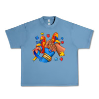 Pebble Blue Autism afro girl sneakers Urban Heavy Tee - RanaPortraitStore