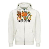 Oatmeal Heather fall vibes and that nurse life Zipper Hoodie - CowhideDigitalArt