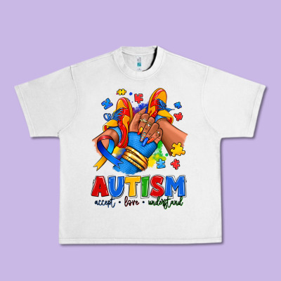 Autism Accept Love Understand Afro Girl Sneakers Urban Heavy Tee Designed By Ranaportraitstore