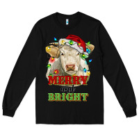 Black merry and bright charolais cattle cow with christm Long Sleeve Tee - RanaPortraitStore