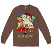 Chestnut merry and bright charolais cattle cow with christm Long Sleeve Tee - RanaPortraitStore