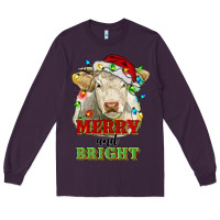 Plum merry and bright charolais cattle cow with christm Long Sleeve Tee - RanaPortraitStore