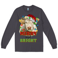 Smoke merry and bright charolais cattle cow with christm Long Sleeve Tee - RanaPortraitStore