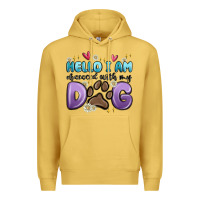 Antique Gold hello i am obsessed with my dog Premium Hoodie - MaliasSmallBusiness