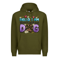 Army Green hello i am obsessed with my dog Premium Hoodie - MaliasSmallBusiness