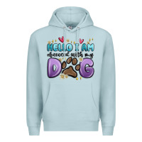 Blue Mist hello i am obsessed with my dog Premium Hoodie - MaliasSmallBusiness
