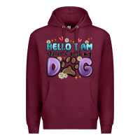 Burgundy hello i am obsessed with my dog Premium Hoodie - MaliasSmallBusiness