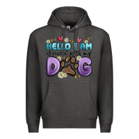 Charcoal Heather hello i am obsessed with my dog Premium Hoodie - MaliasSmallBusiness