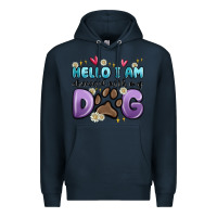Navy hello i am obsessed with my dog Premium Hoodie - MaliasSmallBusiness