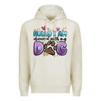 Oatmeal Heather hello i am obsessed with my dog Premium Hoodie - MaliasSmallBusiness