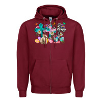 Burgundy Western rabbit with Cross and flowers Zipper Hoodie - Neo Western
