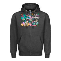 Charcoal Heather Western rabbit with Cross and flowers Zipper Hoodie - Neo Western