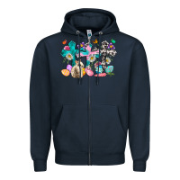 Navy Western rabbit with Cross and flowers Zipper Hoodie - Neo Western