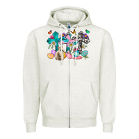 Oatmeal Heather Western rabbit with Cross and flowers Zipper Hoodie - Neo Western
