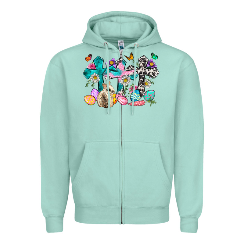 Western Rabbit With Cross And Flowers Zipper Hoodie by Neo Western | Teevron