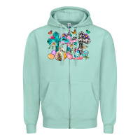 Seafoam Western rabbit with Cross and flowers Zipper Hoodie - Neo Western