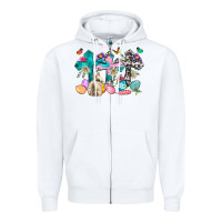 White Western rabbit with Cross and flowers Zipper Hoodie - Neo Western