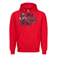 Red most loved mother Zipper Hoodie - SublimationCraftShop